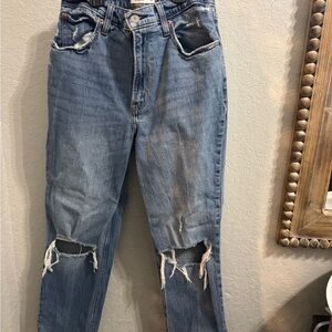 Abercrombie & Fitch Light Blue Distressed Straight Leg Jeans